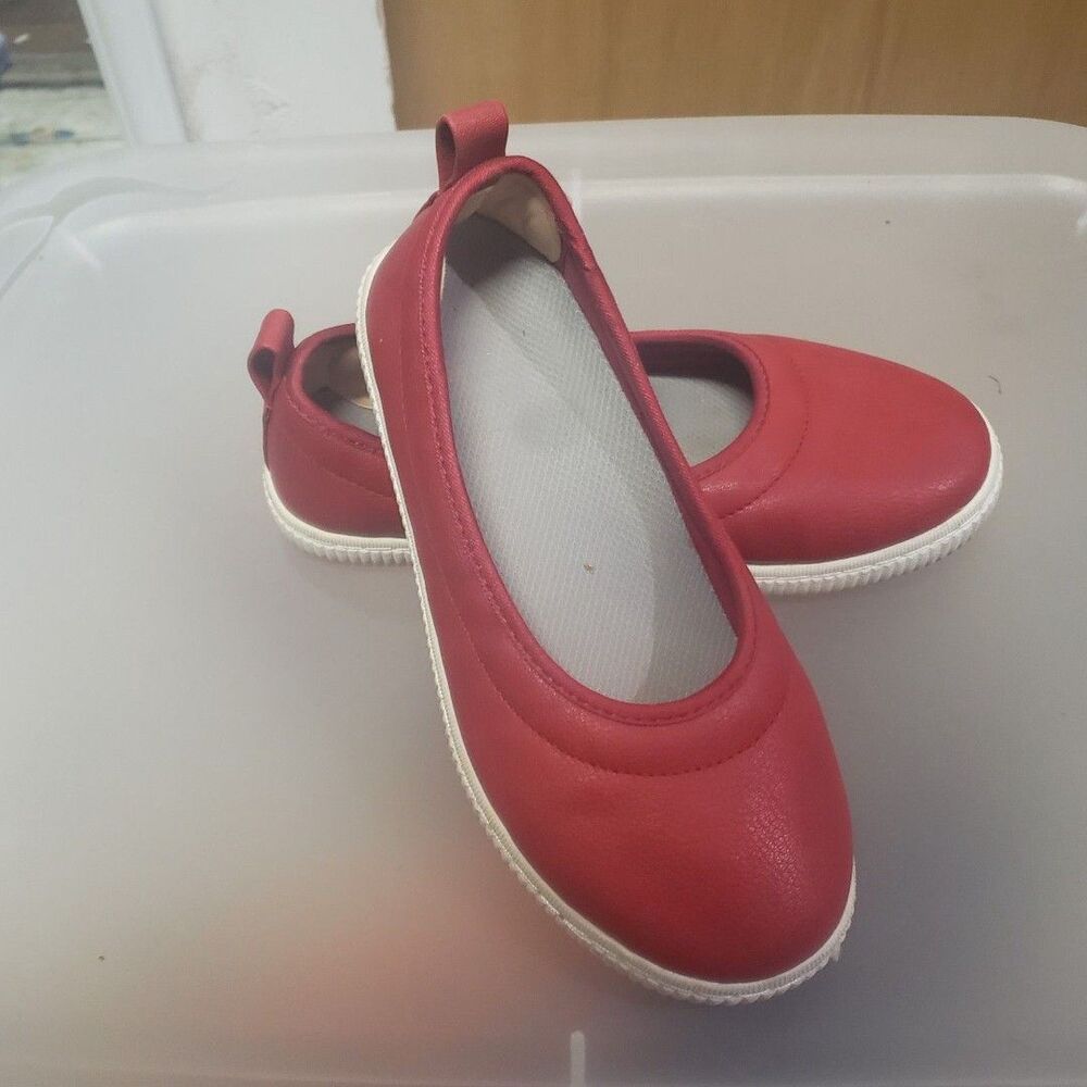 COMFORTVIEW RED Women's Ballet Flat Slip On Shoes Women's 7WW Good Condition